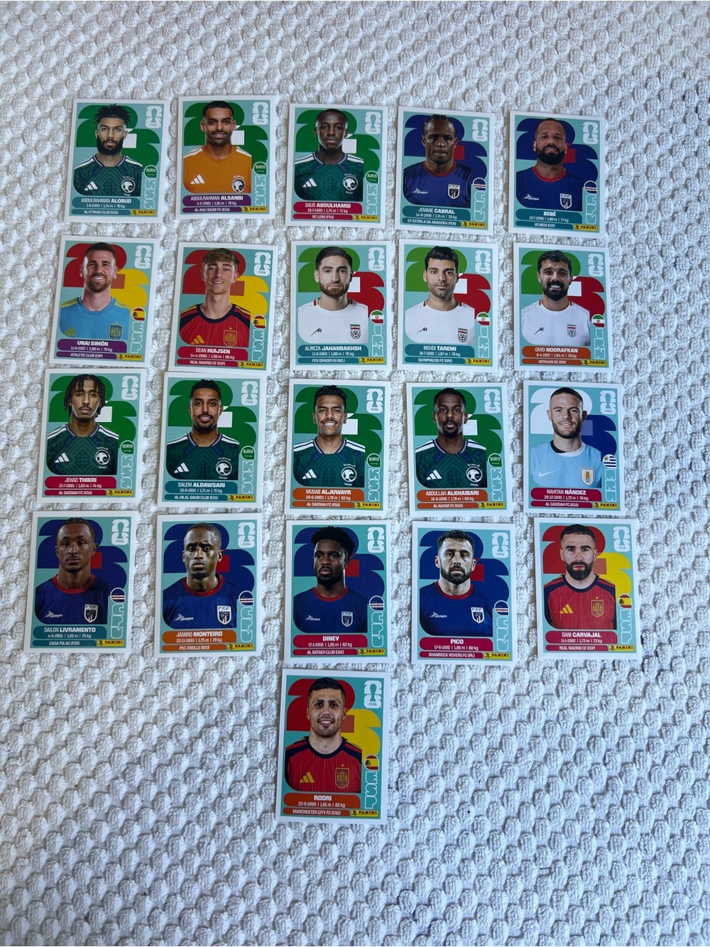 Lot of 21 Panini World Cup Player Sticker